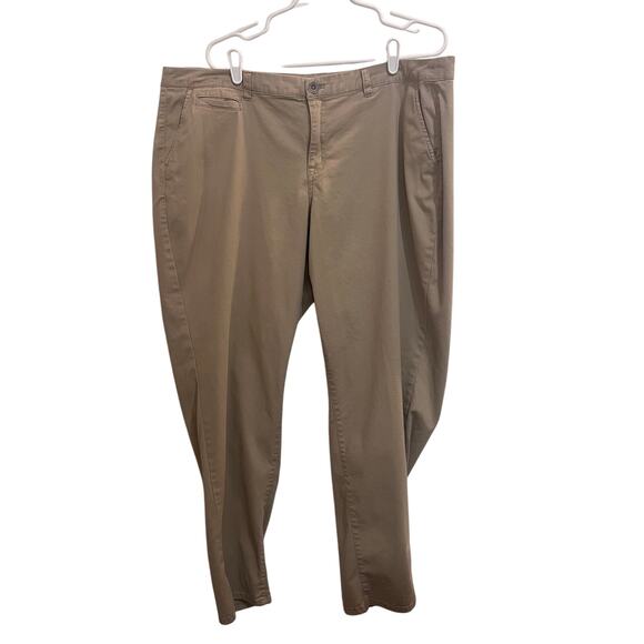 Lane Bryant Khaki Chino Flat Front Casual Straight Trouser Pants Tan Size 20 - Picture 1 of 4